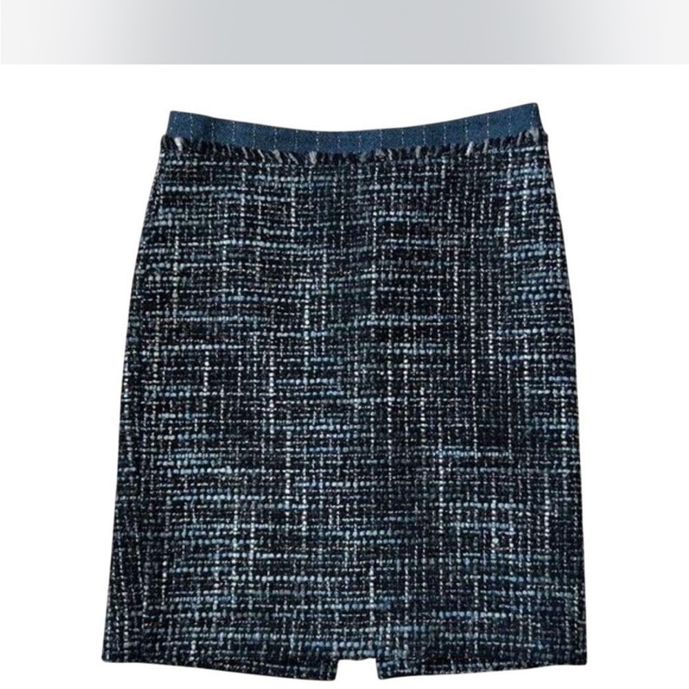 Trina Turk Black and Blue Tweed Pencil Skirt